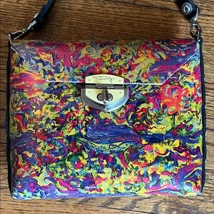 Vibrant Multicolor Rosinante Tal Hand painted leather crossbody bag